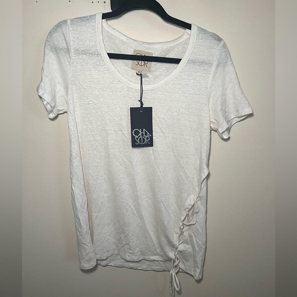 CHASER- medium white braided shirt